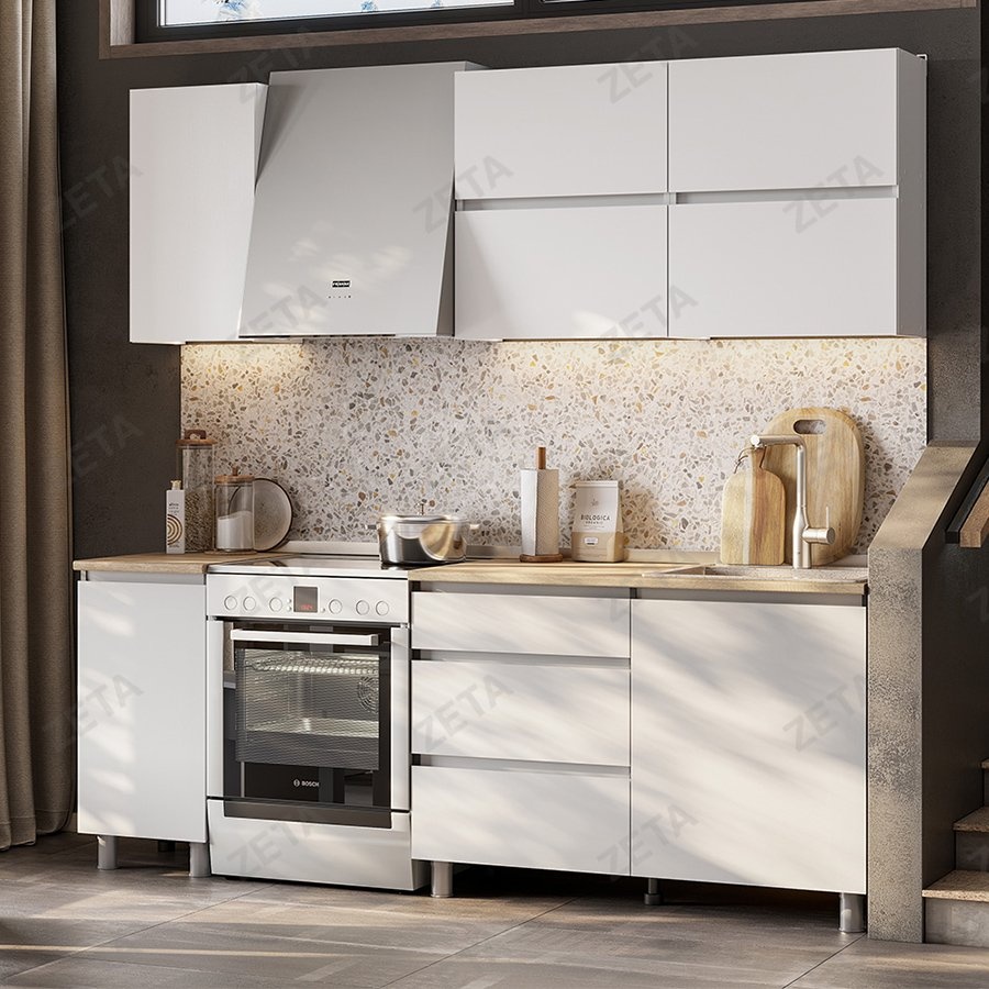 Кухонный гарнитур Токио 1,6м (серия 3) Белый текстурный/Дуб сонома (РФ)