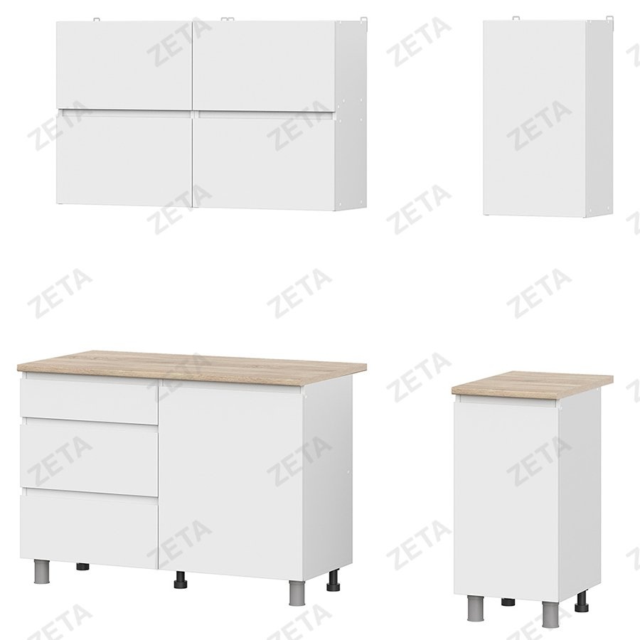 Кухонный гарнитур Токио 1,6м (серия 3) Белый текстурный/Дуб сонома (РФ)