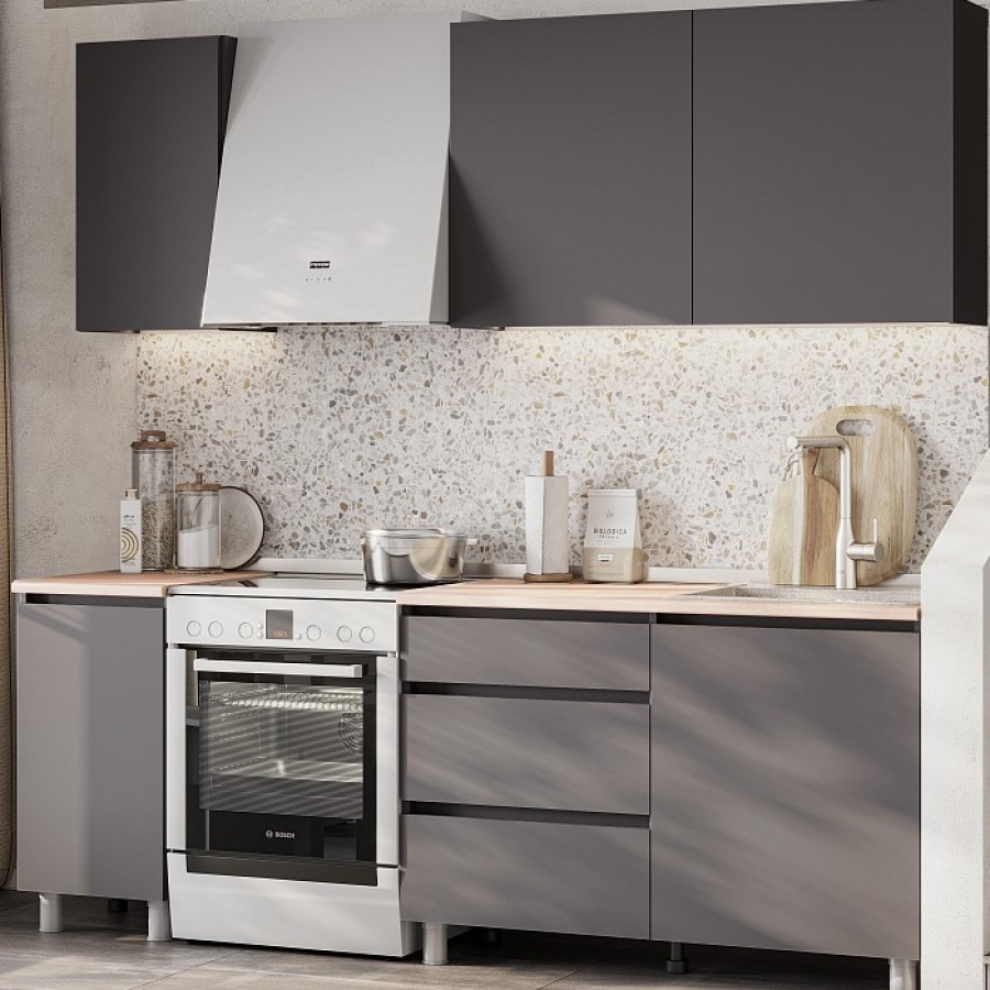 Кухонный гарнитур Денвер 1,6м Графит серый/Дуб Сонома (РФ)